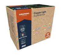 GRUNDIG Copper Light Éclairage de Noël - 40 LED multicolores - Fonction minuterie 6 heures allumée/18 heures éteinte - Fil de cuivre - Longueur 4,3 m - Pour l'intérieur - Fonctionne avec 2 piles AA