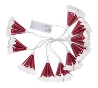 GRUNDIG Guirlande lumineuse avec bonnets de Noël - 10 points lumineux LED - Lumière blanche chaude - Fonctionne avec piles - Interrupteur marche/arrêt - Intérieur - Longueur : 1,65 m - Couleur : rouge