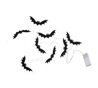 GRUNDIG Guirlande lumineuse d'Halloween avec chauve-souris - Textile noir - 16 LED blanc chaud - Fonctionne avec 2 piles AA - Longueur 193 cm - Idéale pour la décoration intérieure d'Halloween