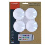 Grundig Lampe LED Sans Fil - Lampe de Chevet avec Télécommande - Lampe de Table Autocollante - Veilleuse Multicolore - Fonctionne à Piles - Set de 4 Lampes LED