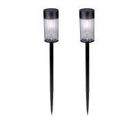 Grundig Lampe Solaire Exterieur Lot de 2 - Lumiere Solaire Jardin avec Piquet - Filament Blanc Chaud - Etanche IP44 - Autonomie 6-8h - Installation Facile