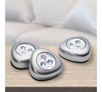Grundig Lot de 5 spots LED - Éclairage d'armoire - Lampe tactile - Fonctionne avec piles - Autocollant - Plastique - Argenté