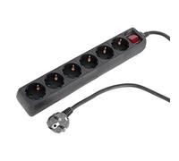 Grundig Multiprise avec Interrupteur 6 Prises 16A/250V - Rallonge 1,5M - Boîte de Distribution max. 3680W - Noir