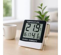 Grundig Station Météo Numérique - Thermomètre Hygromètre Intérieur Extérieur - Horloge Avec Alarme - Écran Lcd - 9.5 X 10.5 X 2 Cm - Blanc/Noir Blanc