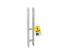 GRUNDLINE - Pied de support pour poteau, type H, en acier, à sceller dans le béton - PSH, 81 x 600 mm - Galvanisation à chaud - pour clôtures, abris, abris auto, pergolas, tonnelles de jardin en