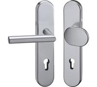 GRUNDMANN 117485 Lot de 2552 en argent avec onglet sur plaque longue PZ 88 Poignée de porte et poignée de porte Önorm Aluminium anodisé