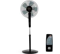 Grunkel Ventilateur sur pied programmable 16" avec 3 vitesses FAN-N16ECOTIMER et 60 W avec télécommande, hauteur réglable jusqu'à 128 cm (Noir)