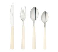 Grunwerg Couverts de bistro, ensemble de 16 pièces, acier inoxydable 18/0, manche arrondi, blanc