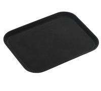 Grunwerg Plateau alimentaire antidérapant en caoutchouc super plastique, rectangulaire, 35 x 25 cm, noir