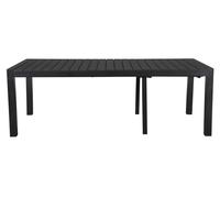 Grup Table de jardin, 2 extensions inclues, 223-343 cm, noir/noir.