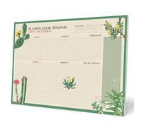 Grupo Erik - Bloc Notes A3 Semainier Botanical Cacti, Version Anglaise - Sous-Main Bureau, Planner Hebdomadaire - Papeterie de Bureau, Fournitures Scolaires, Organisateur de bureau