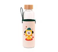 Grupo Erik - Bouteille en Verre BT21 Chimmy - Capacité 50 vec Bouchon en Bambou et Protection, Inclut un Étui en Néoprène avec Dragonne, Gourde en verre