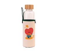 Erik Gourde en verre Line Friends BT21 motif TATA 500 ml réutilisable avec étui Blanc/Vert