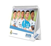 Grupo Erik - Calendrier de Bureau 2026 Real Madrid - Calendrier 2026 Mensuel │ Idee Cadeau │ De Janvier à Décembre : Espace pour notes et Illustrations décoratives (17x20 cm)
