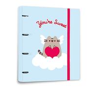 Grupo Erik - Classeur A4 4 anneaux Pusheen - Rigide 27 x 32 cm - Bleu ciel