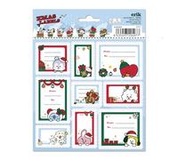 Grupo Erik - Étiquettes Cadeaux de Noël BT21, Étiquettes Autocollantes, Autocollants de Noël, Étiquette pour Cadeau