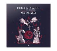 Grupo Erik House of the Dragon Calendrier mural 2027 Game of Thrones | Calendrier 2027, commence la semaine du dimanche, grille mensuelle, sans plastique FSC, 30,5 x 30,5 cm, sous licence