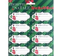 Grupo Erik: Lot de 16 étiquettes de Noël autocollantes « Merry Christmas » pour Noël en italien, étiquettes cadeaux de Noël ou étiquettes