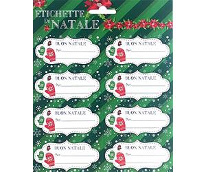Grupo Erik: Lot de 16 étiquettes de Noël autocollantes « Merry Christmas » pour Noël en italien, étiquettes cadeaux de Noël ou étiquettes