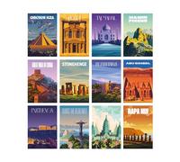 Grupo Erik - Lot de Cartes Postales Les Merveilles du Monde - 24 Cartes Illustrées | Cartes Homologuées de 10,5 x 14,7 cm