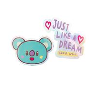 Grupo Erik | Pack 2 Stickers Vinyle BT21 Koya | Déco Kawaii | 2 autocollants en vinyle brillant | Résistants aux rayures | Ordinateur, gourde, agenda | Déco kawaii