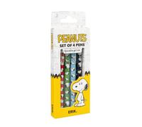 Grupo Erik | Pack 4 Stylos Effaçables Snoopy | Fourniture Scolaire | Stylos Gel, Encre noir, rouge, bleu et vert, Cadeau Enfant, Papeterie Kawaii