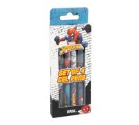 Grupo Erik | Pack 4 Stylos Effaçables Spiderman | Fourniture Scolaire | Stylos Gel, Encre noir, rouge, bleu et vert, Cadeau Enfant, Papeterie Kawaii