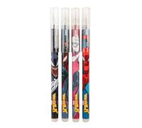 Grupo Erik | Pack 4 Stylos Effaçables Spiderman | Fourniture Scolaire | Stylos Gel, Encre noir, rouge, bleu et vert, Cadeau Enfant, Papeterie Kawaii