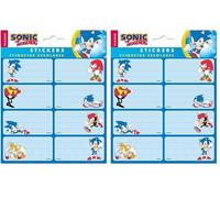Grupo Erik - Pack de 16 Étiquettes Autocollantes Sonic The Hedgehog 8 x 4 cm - Scolaires, de Noël, pour Cahiers et Pochettes ELE0282
