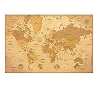 Erik® - Carte du Monde Vintage - Espagnol - Papier Glacé - 91x61cm