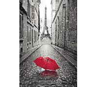 Grupo Erik - Poster Paris Parapluies Rouges - Deco Maison | 61x91,5 cm - Grand Format - Decoration Murale, Affiche Décorative