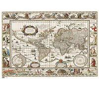 Grupo Erik - Sous-Main Bureau Carte du Monde Antique, Planisphère | Sous-Main Bureau Enfant | Protège Bureau Enfant 34 x 49cm