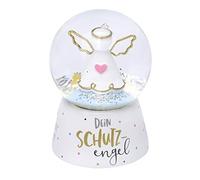 Gruss & CO 46636 Boule à Neige Ange Gardien à Paillettes Blanc/doré Hauteur 6,5 cm