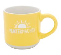 GRUSS & CO 74651 Tasse à expresso avec gravure « Muntermacher » - Mini tasse en grès - 10 vec bande cadeau - Cadeau pour amis, anniversaire