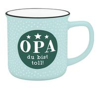 GRUSS & CO 74662 Tasse avec motif grand-père | Tasse préférée en porcelaine New Bone China, aspect émail, bord noir, 35 adeau d'amitié