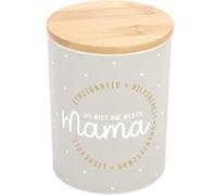 GRUSS & CO Boîte de conservation « Beste Mama » - Porcelaine - Hauteur 14,4 cm - Couvercle en bois - Cadeau pour maman, fête des mères, anniversaire - 74657