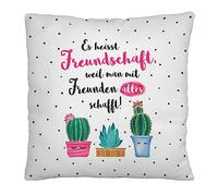 GRUSS & CO Coussin en Peluche Motif amitié | Coussin décoratif, 25 cm x 25 cm, 100% Polyester | Cadeau, Amis, Article de décoration | 48180