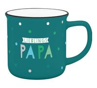 GRUSS & CO Tasse avec motif « Lieblingspapa » | Tasse préférée en porcelaine New Bone China, aspect émail, bord noir, 35 adeau d'amitié | 74660