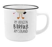 GRUSS & CO Tasse avec motif « Plage » | New Bone China Porcelaine, aspect émail, 35 adeau amusant, petit déjeuner | 73918