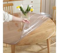 Gruytoie Transparent Nappe Imperméable 138cm/54in, Ronde Nappe en Plastique Transparente, PVC Nappe Transparent Résistant À l'huile Et À l'eau, 1MM D'épaisseur, Facile à Nettoyer