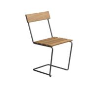 Grythyttan Stålmöbler Chaise 1 Teck-structure en acier avec galvanisation à chaud