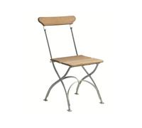 Grythyttan Stålmöbler Chaise Brasserie Teck-structure en acier avec galvanisation à chaud