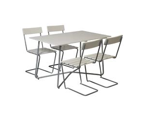 Grythyttan Stålmöbler Ensemble de salle à manger Grythyttan B25A + 4 chaises 1 chêne laqué blanc