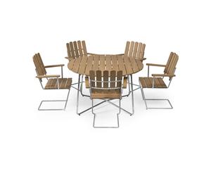 Grythyttan Stålmöbler Ensemble Salle à Manger Grythyttan en chêne 9A Ø120cm + 5x A2