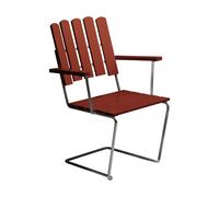 Grythyttan Stålmöbler Fauteuil A2 Chêne laqué rouge foncé-châssis galvanisé à chaud