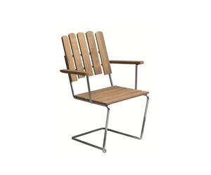 Grythyttan Stålmöbler Fauteuil A2 Teck-structure en acier avec galvanisation à chaud