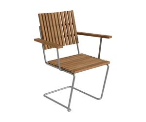 Grythyttan Stålmöbler Fauteuil Bovik Structure en teck et acier galvanisé