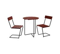 Grythyttan Stålmöbler Table 6B + 2 chaises 1 chêne rouge foncé-stativ noir