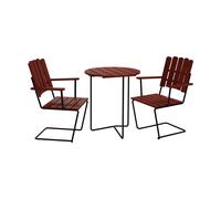Grythyttan Stålmöbler Table 6B + 2 fauteuils A2 chêne rouge foncé-noir