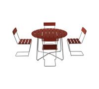 Grythyttan Stålmöbler Table à manger 9A Ø100 cm + 4 chaises 1 chêne rouge foncé-stativ galvanisé à chaud